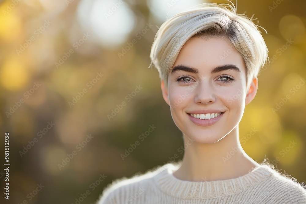Backlit image of a Smiling charming young blonde posing at a beautiful park looking at the camera Backlit image of a Smiling charming young blonde posing at a beautiful park looking at the camera