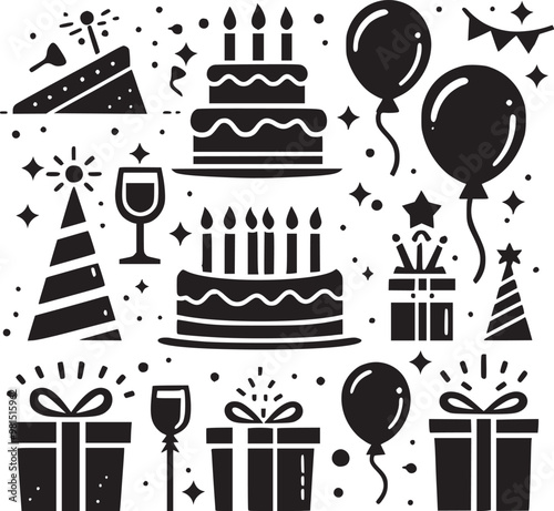 Birthday gift, Cake icon element