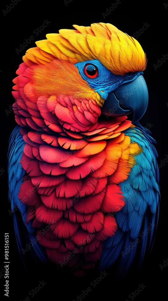 Fototapeta premium Vibrant parrot illustration with colorful feathers