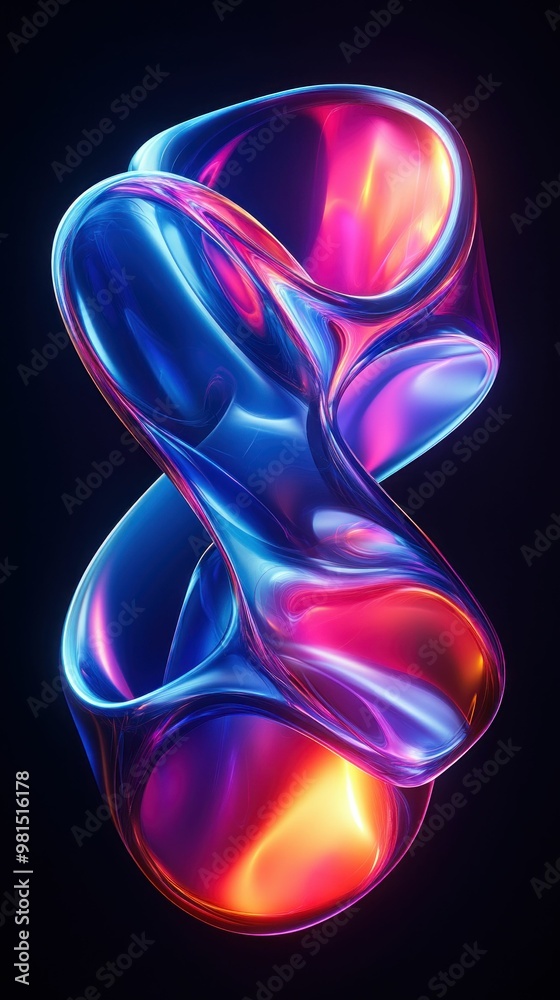 Naklejka premium Abstract glowing fluid shape with vibrant colors