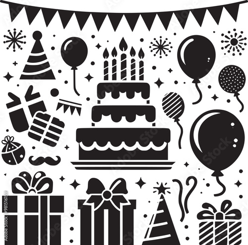 Birthday vector icons set