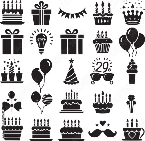 Happy birthday hand drawn vector illustration