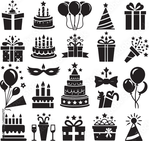Birthday doodle icon element