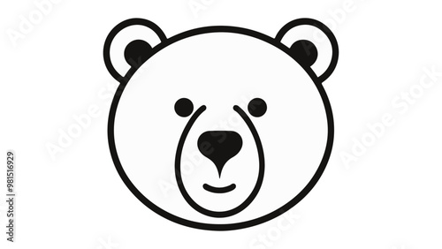 simple smiling bear head outline illustration in vector