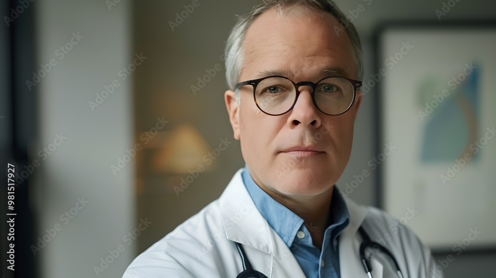 Portrait of a mature doctor with eyeglasses Portrait of a mature doctor with eyeglasses