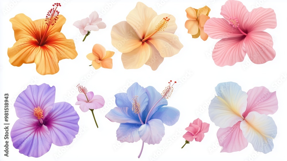 set of flowers isolated set of flowers isolated