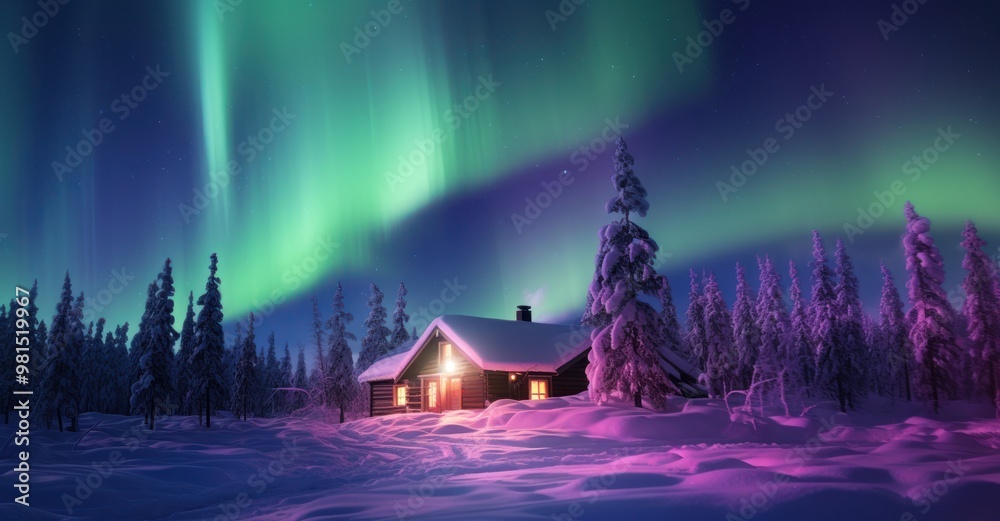 Santa's abode, nestled in the heart of the North Pole. From a distant perspective Santa's abode, nestled in the heart of the North Pole. From a distant perspective