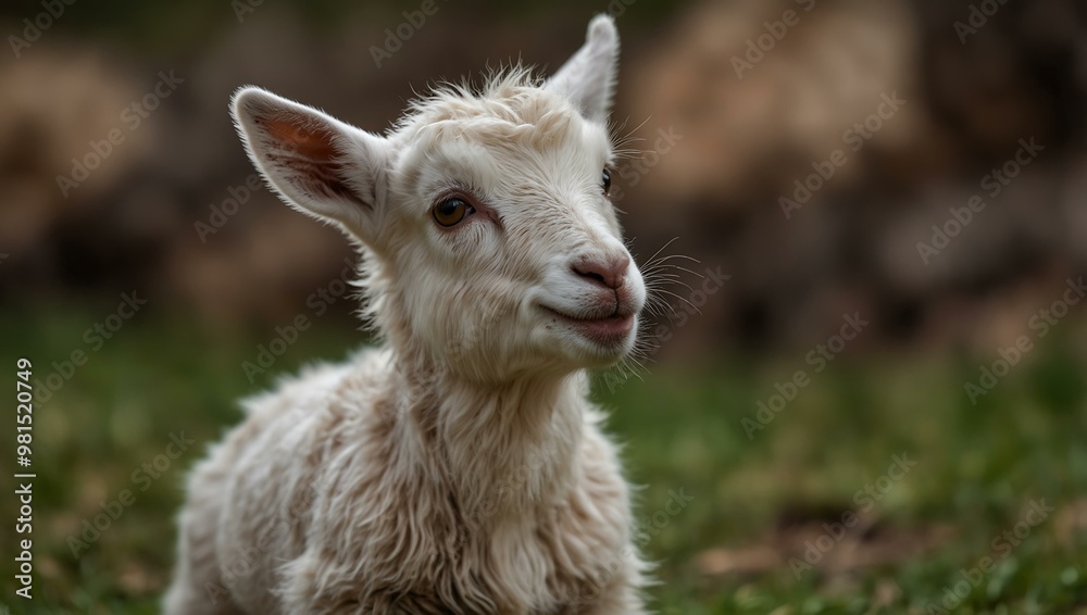 Playful baby goat portrait. Playful baby goat portrait.
