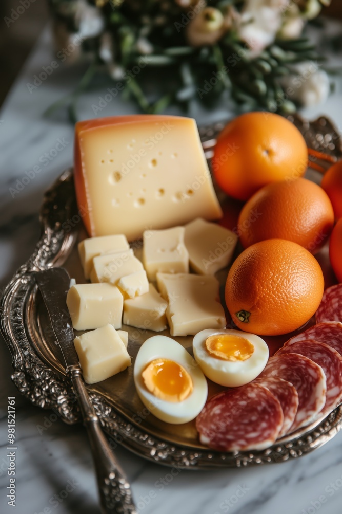 Fototapeta premium cheese and fruits