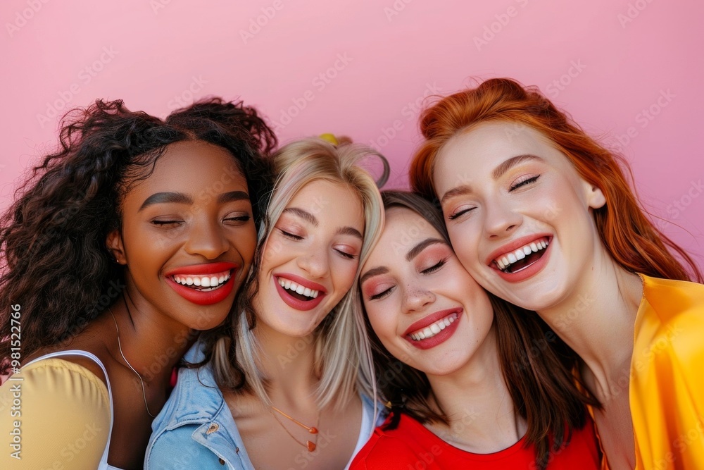 Beauty, diversity and portrait of women happy with makeup for cosmetic skincare concept