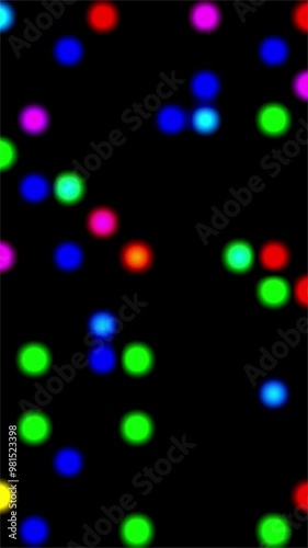 Colorful Circles Blinking  On Dark Background vertical video
