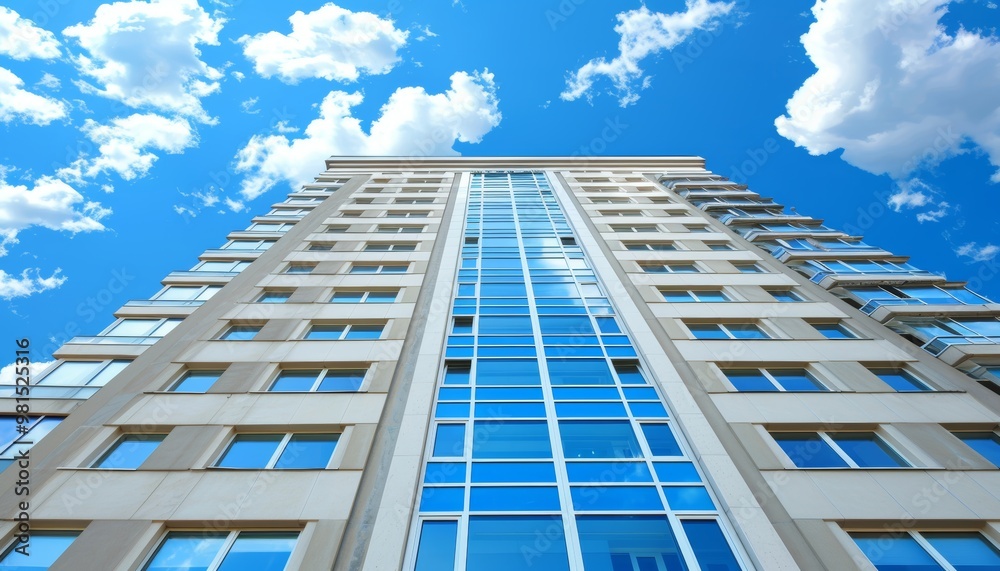 Modern building architectural details with clear sky background for versatile text placement