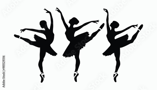 Ballerina dancing silhouette EPS vector art illustration template