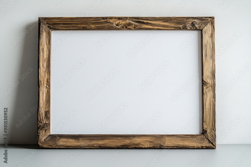 Rustic wooden frame with white background. Rustic wooden frame with white background.