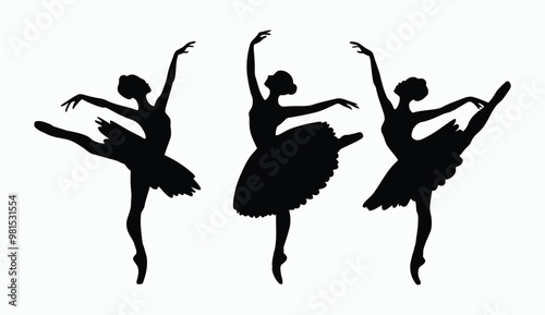 Ballerina dancing silhouette EPS vector art illustration template