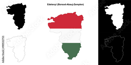 Edelenyi district outline map set photo