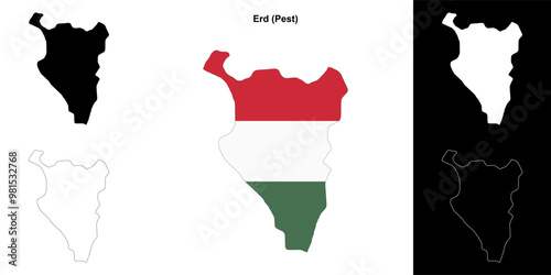 Erd district outline map set photo