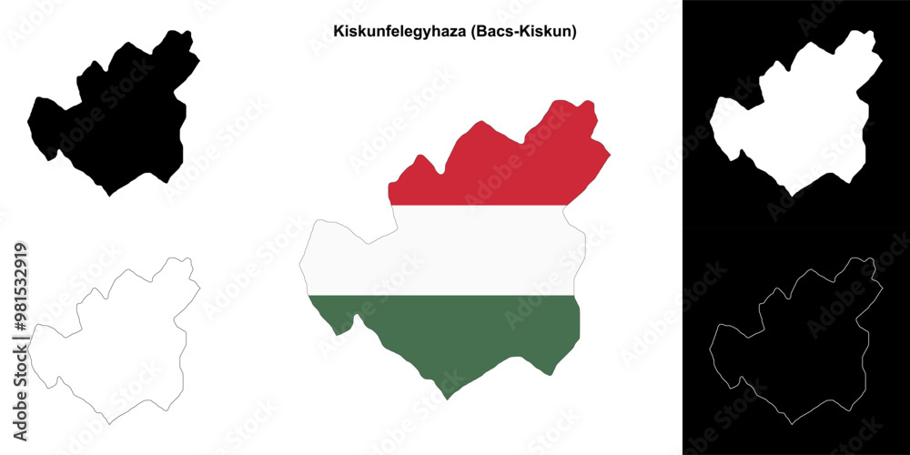 Kiskunfelegyhaza district outline map set Kiskunfelegyhaza district outline map set