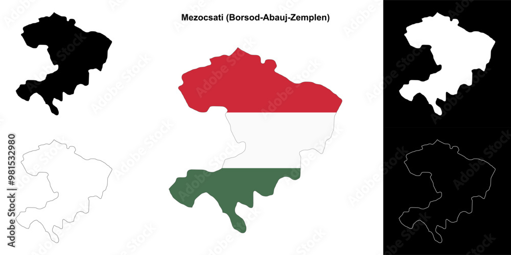 Fototapeta premium Mezocsati district outline map set