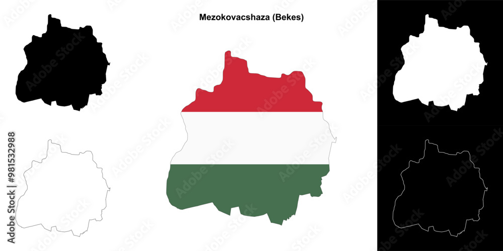 Fototapeta premium Mezokovacshaza district outline map set