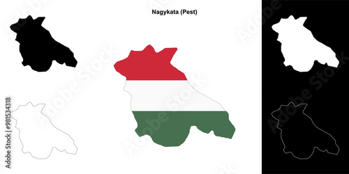 Nagykata district outline map set