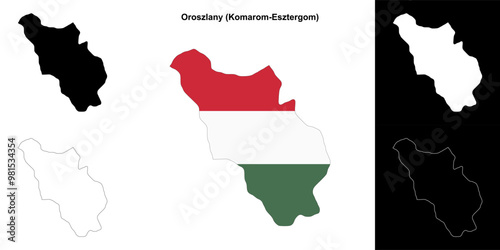 Oroszlany district outline map set