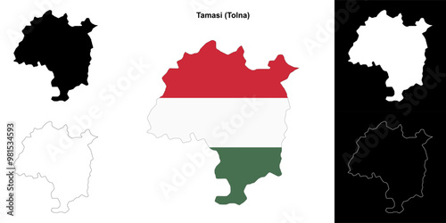 Tamasi district outline map set photo