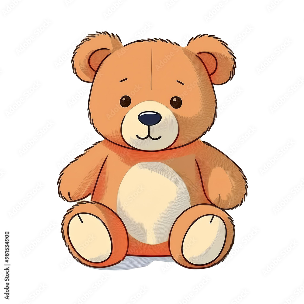 Obraz premium An orange teddy bear is sitting on the ground, PNG AI generated
