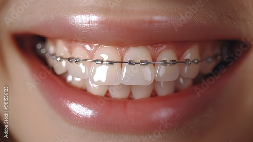 Close-up of a smile with braces.