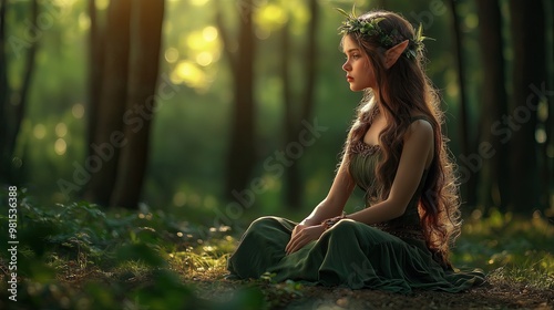 Forest elf among the trees.