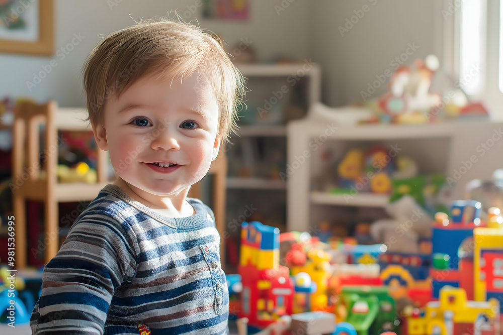 Playing kid and toys in the house