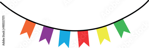 Colorful triangle party flags background, decoration element, Vector illustration, Abstract, Isolated on white background