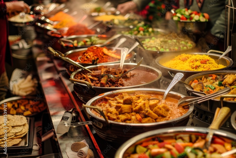 A man stands in front of a table overflowing with delicious Indian dishes, The history and heritage behind iconic Indian dishes A man stands in front of a table overflowing with delicious Indian dishes, The history and heritage behind iconic Indian dishes