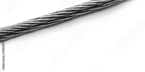 Closeup of tightly twisted steel wire strands photo