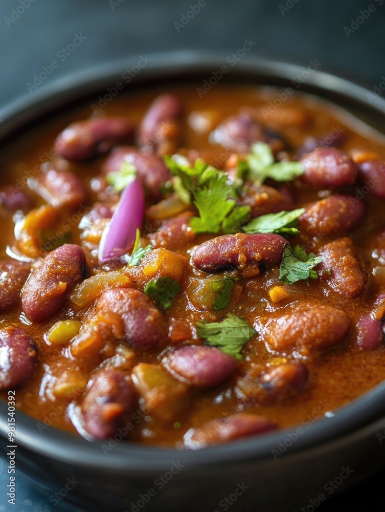 Vibrant Bowl of Chili with a Garnish of Herbs Vibrant Bowl of Chili with a Garnish of Herbs
