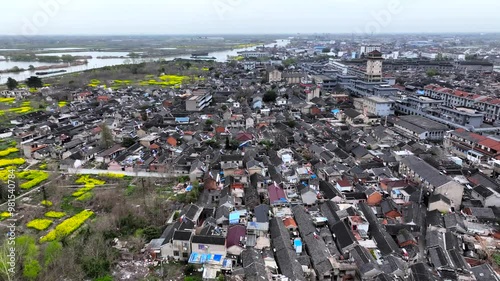  Taizhou landmark Qintong Ancient Town 4K aerial photography photo