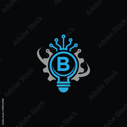 Abstract Technology Logo With Letter B