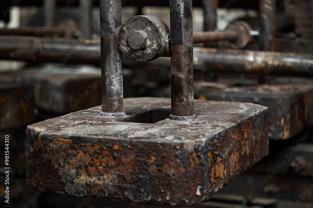 A detailed view of a metal object with chains, The metallic clank of weights being lifted A detailed view of a metal object with chains, The metallic clank of weights being lifted