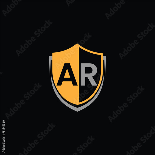 Abstract Protective Security Shield With Letter AR