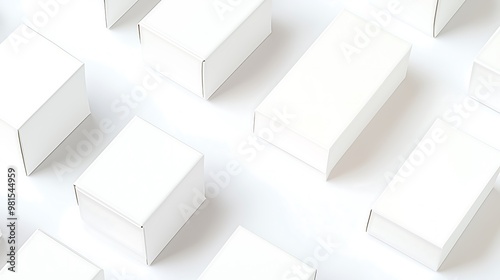 Rows of white boxes aligned neatly in soft lighting, minimalist design
