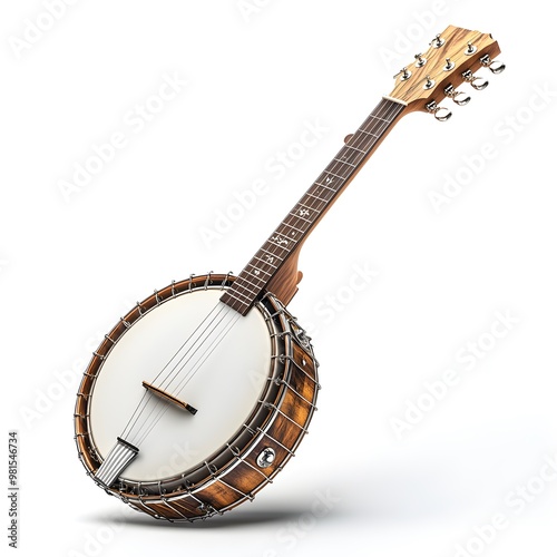 Realistic, detailed image of a banjo in full resolution, showcasing craftsmanship and design