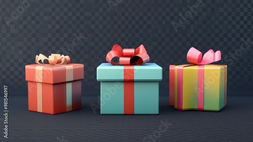 Ð¡olored gift boxes isolated on a transparent background. Generative AI photo