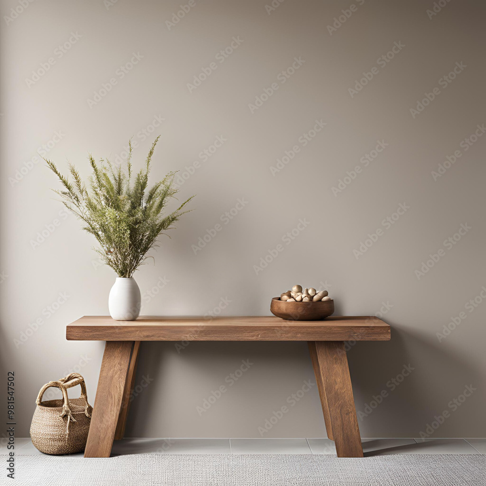 Mesa de madeira em sala de estar. Mesa de madeira em sala de estar.