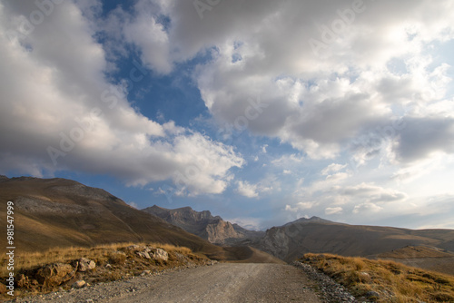 road in the mountains, an easy route for climbers to the top