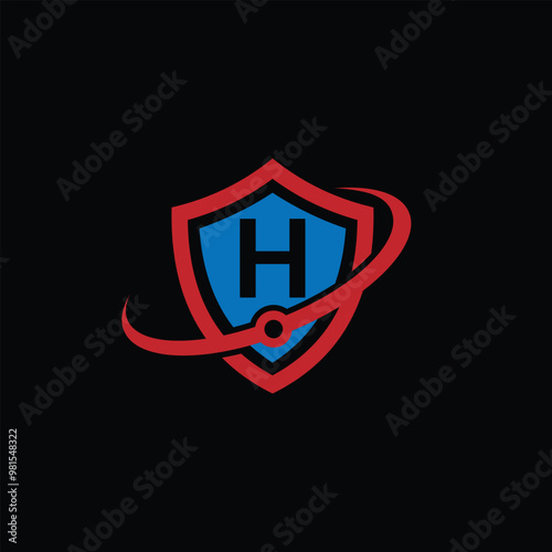 Vector Security Shield With Letter H Logo