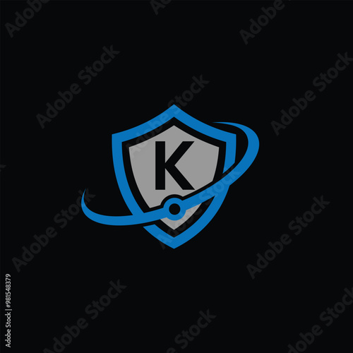 Vector Security Shield With Letter K Logo