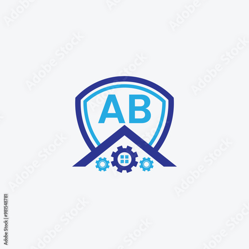 AB Letter And Home Security Symbol Logo