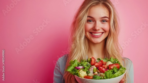 Healthy Living: Woman with Fresh Salad