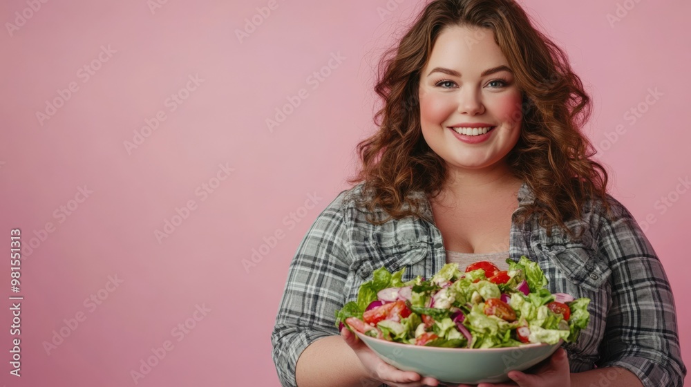 Woman Embracing Healthy Eating with Salad Bowl Woman Embracing Healthy Eating with Salad Bowl