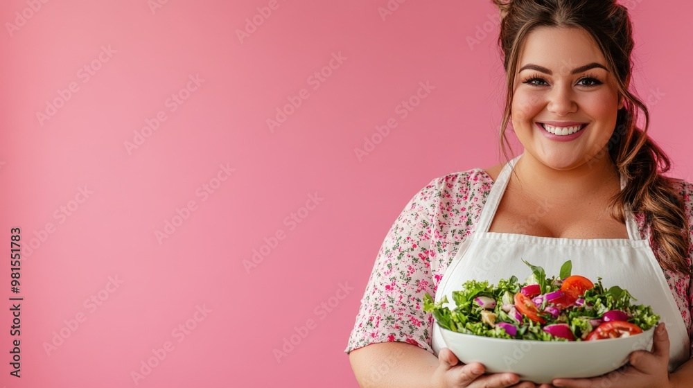Woman Embracing Healthy Eating with Salad Bowl Woman Embracing Healthy Eating with Salad Bowl